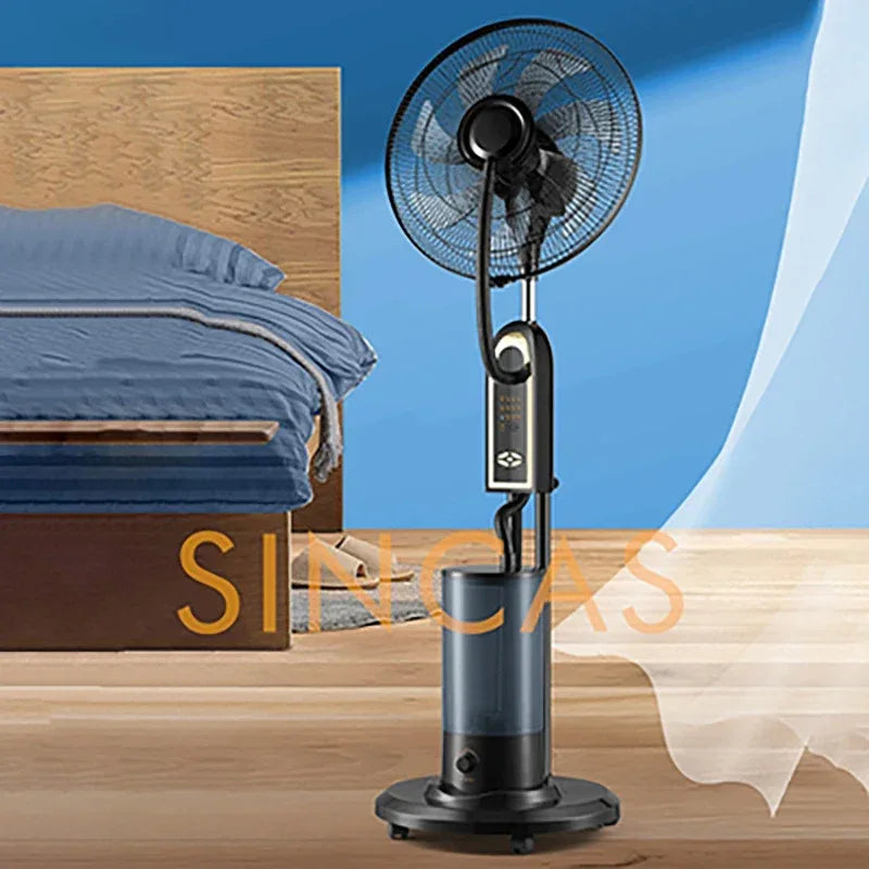 Mist Cooling Floor Fan with Remote 3-Speed High Airflow Portable Quiet Wide Oscillation Detachable Humidification Home Office
