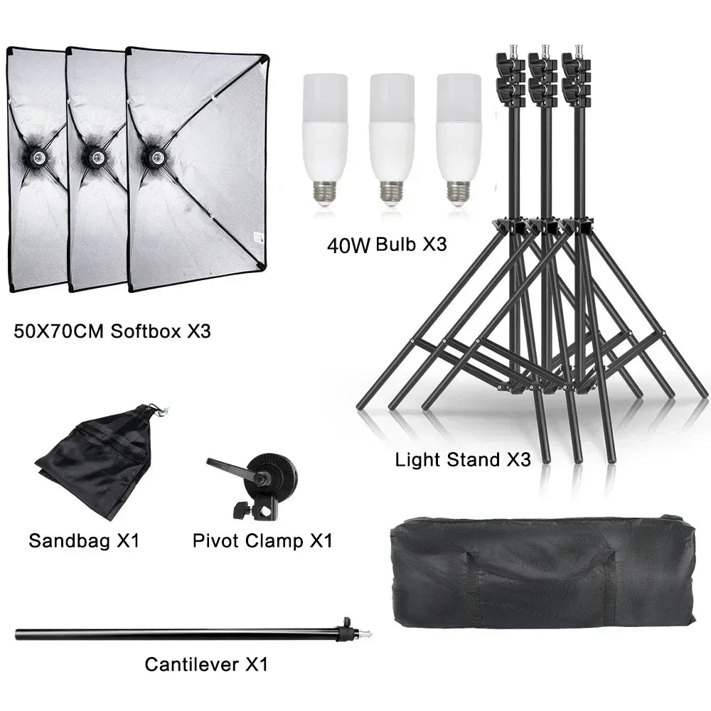 Softbox Light Photography Kit Photo 2M Tripiod for Soft Box Disc Light Led 45W Photo Studio Stand Lighting Shooting Lamp Video