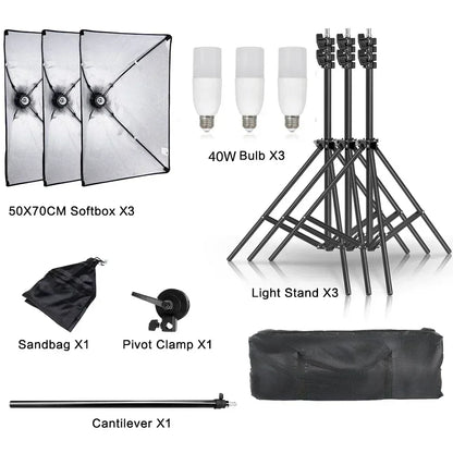 Softbox Light Photography Kit Photo 2M Tripiod for Soft Box Disc Light Led 45W Photo Studio Stand Lighting Shooting Lamp Video