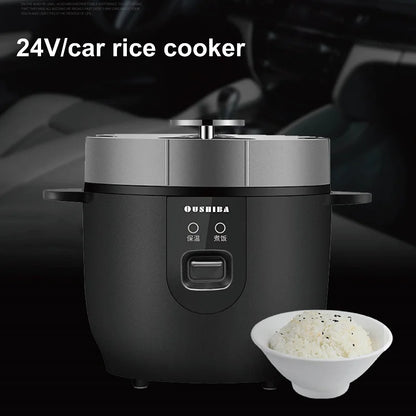 24V Car Electric Cooking Pot Non-stick Rice Cooker Portable Food Heater Multi-function Pot Truck Auto Keep Warm Pot 1.5L