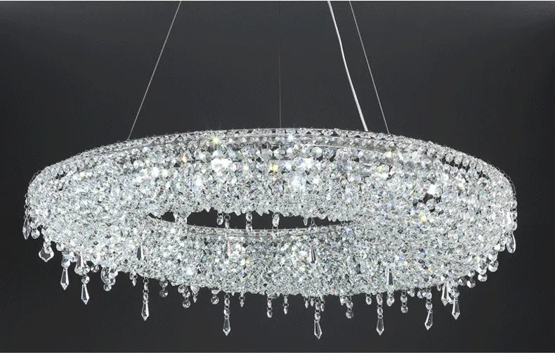 2025 Modern Luxury Round Oval Crystal Chandelier For Living Dining Room Chrome Luster LED Pendant Lights Hotel Duplex Villa Lamp