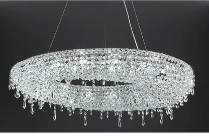 2025 Modern Luxury Round Oval Crystal Chandelier For Living Dining Room Chrome Luster LED Pendant Lights Hotel Duplex Villa Lamp