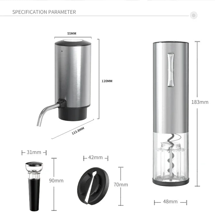 Rechargeable Electric Red Wine Openers Automatic Corkscrew Wine Openers Set Foil Cutter Wine Stopper Wine Pourer Christmas Gifts