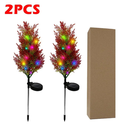 Solar LED Lights Christmas Tree Lawn Lamp Holiday Lantern For House Festive Wedding Courtyard Garden Decoration RGB Light