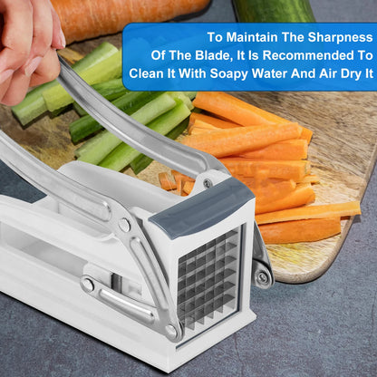 French Fry Cutter Stainless Steel Potato Chipper Fast Cutting Manual Food Slicer Kitchen Vegetable Cutter with 25/49Hole Blade