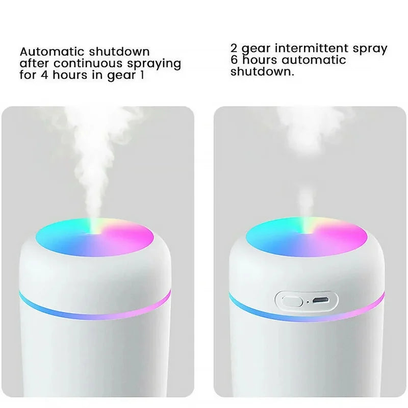 Multi-Function Car-Mounted Ultrasonic Humidifier with RGB Ambient Lighting and 300ml Aromatherapy Diffuser for Compact Spaces