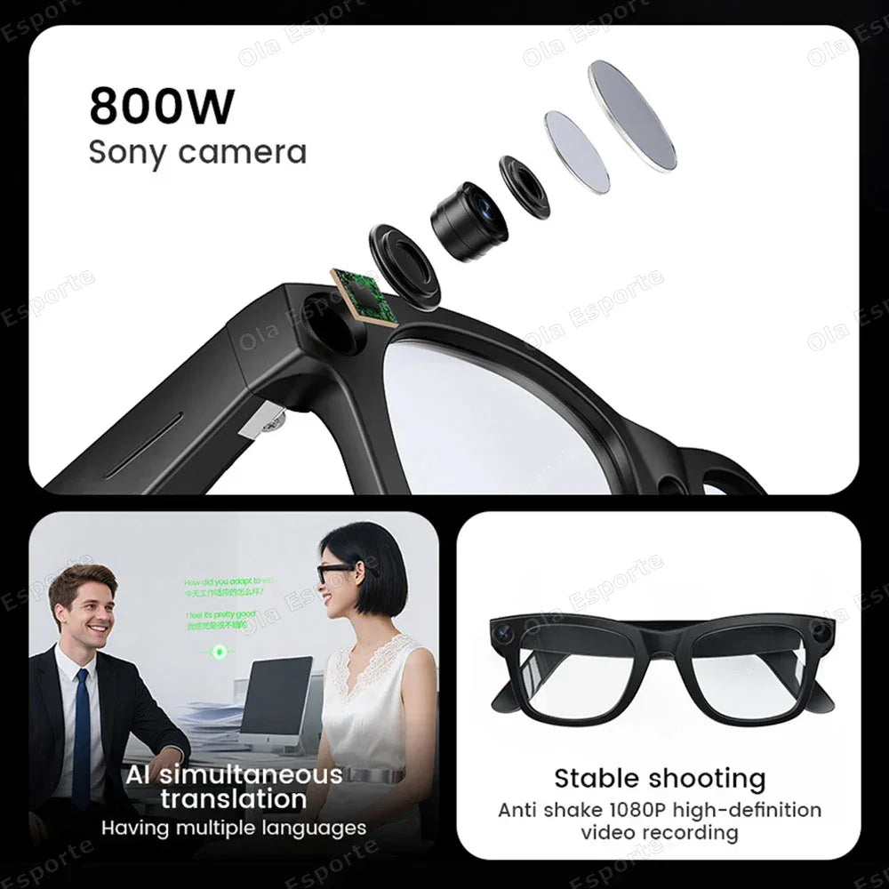 Smart Glasses AI Translation，Photography, Videography，Audio Recording WiFi Transmission Functio Color-Changing Smart Sunglasses
