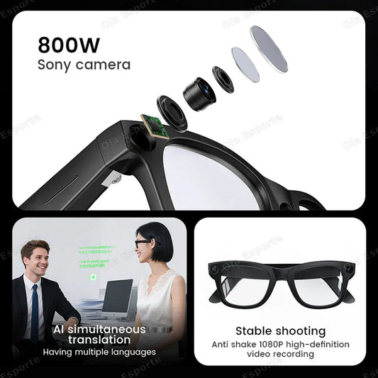 Smart Glasses AI Translation，Photography, Videography，Audio Recording WiFi Transmission Functio Color-Changing Smart Sunglasses
