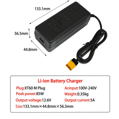 12.6V 5A Lithium Battery Charger for 3S 18650 Li-ion Packs (12V) EU/US/UK/AU Plug High Quality Charger