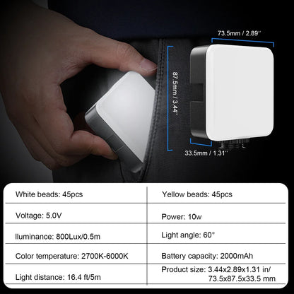 WEYLLAN Led Light for Camera and Tripod Mini Portable Light Selfie Rechargeable Video Lighting Cold Shoe Adjusted 3 Light Modes