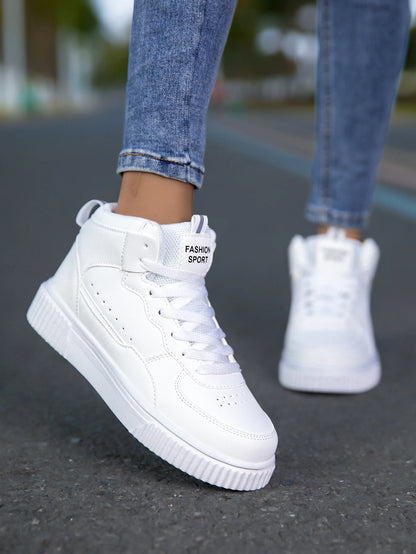 HKDQ Blue High Top Sneakers Unisex Non Slip Platform Men's Skate Shoes Spring Autumn Casual Leather Skateboard Shoes For Women