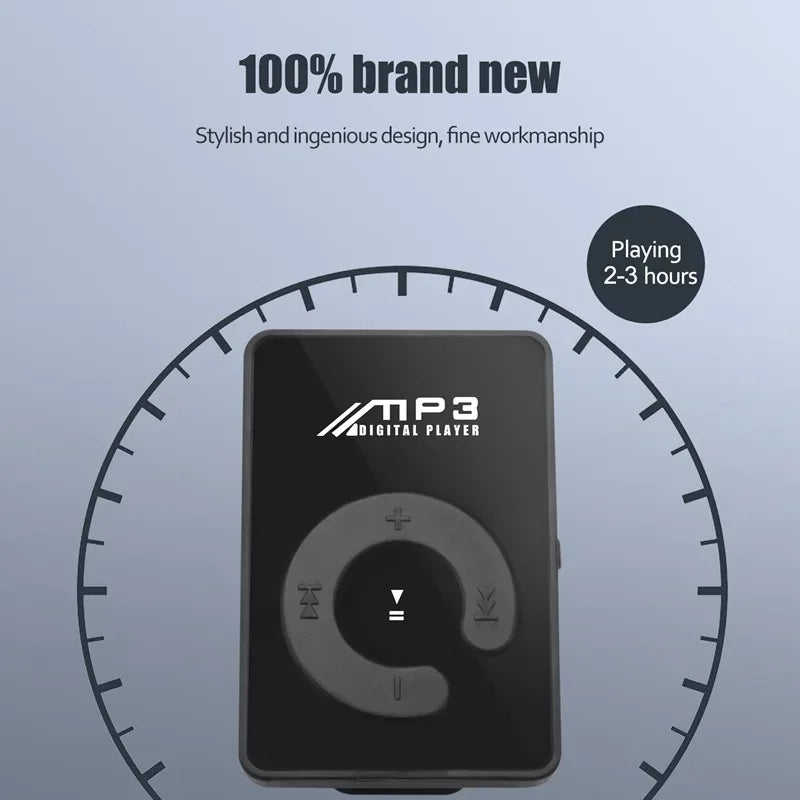 Portable Mini Mp3 Clip Card MP3 Music Player Mirror Card Clip High Quality Digital Music Media Playback Support SD TF Card