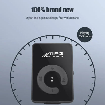 Portable Mini Mp3 Clip Card MP3 Music Player Mirror Card Clip High Quality Digital Music Media Playback Support SD TF Card