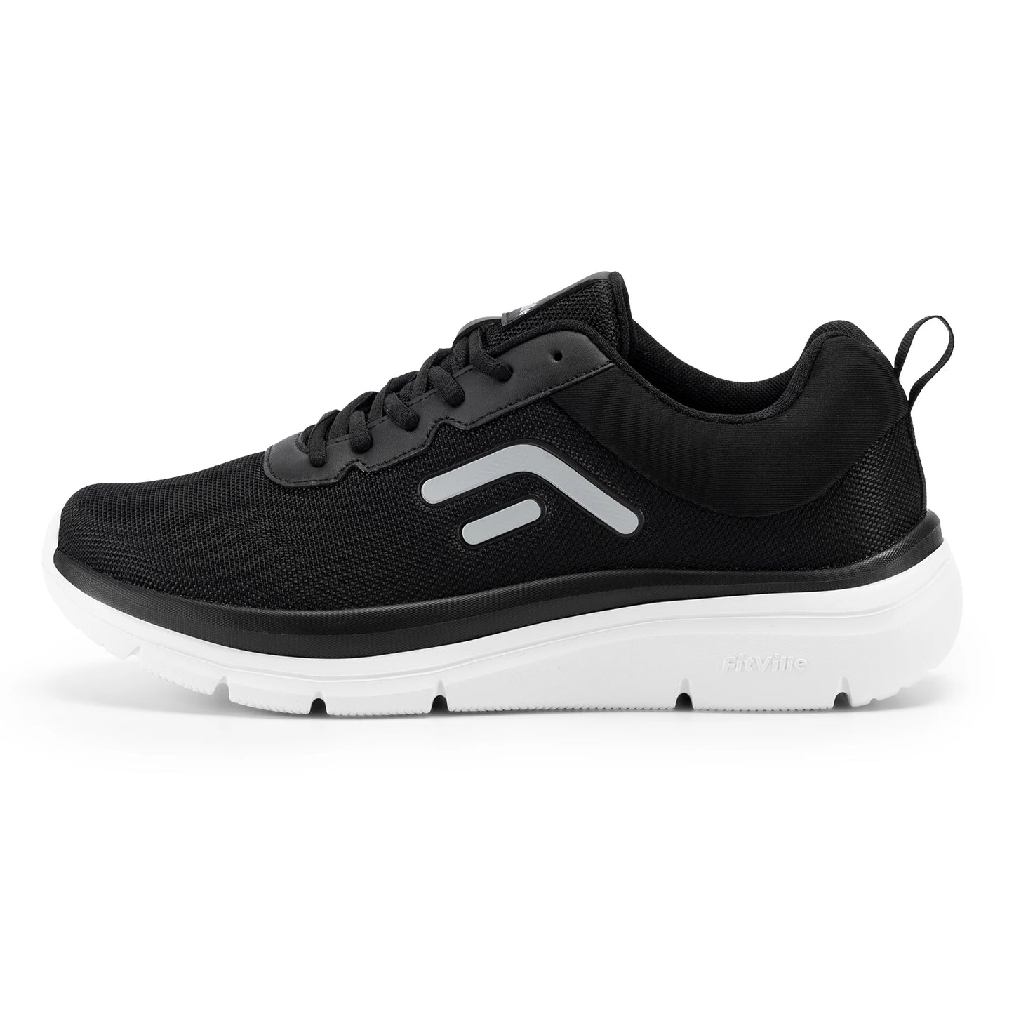 FitVille Walking Shoes for Men Wide Width Thick sole Lightweight Breathable Sneakers Shoes for Plantar Fasciitis Pain Relief