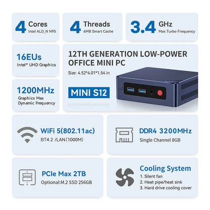 Beelink Mini S13 Intel Twin Lake N150 S12 Pro N100 16G 500G Windows 11 Mini S 11th N5095 DDR4 8GB 128GB Desktop Computer N95