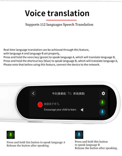 SD02 Intelligent Translation Machine Offline Chinese English Scanning with 112 Multilingual Translation Pens
