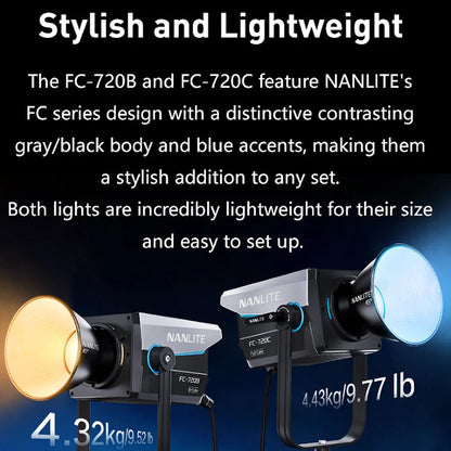 Nanlite FC-720B FC-720C Bowens Mount Video COB Fill Lighting Smart APP Control Bi-color / RGB 2 Version Available for Filmmaking