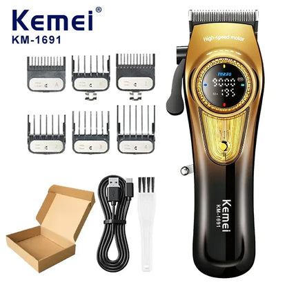 Kemei 1691  Professional Barber Cutting Machines  Rotation Speed Adjustment LED Display Men's Hair Clipper Trimmer