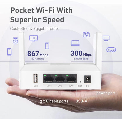 WiFi Repeater Dual Band 1200Mbps Router Dual Band 2.4G 5G Wireless Range Extender 4 Antennas Wifi Amplifier for Home Office