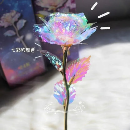 1pcs 24K Foil Plated Rose Valentine's Day Creative Gift Gold Rose Lasts Forever Love Wedding Decor Lover Lighting Roses