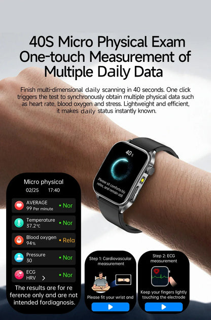 LIGE New Accurate ECG+PPG Smart Watch Laser Therapy Blood Lipid Uric Acid BP Heart Health Analysis BT Call Smartwatch Men Women