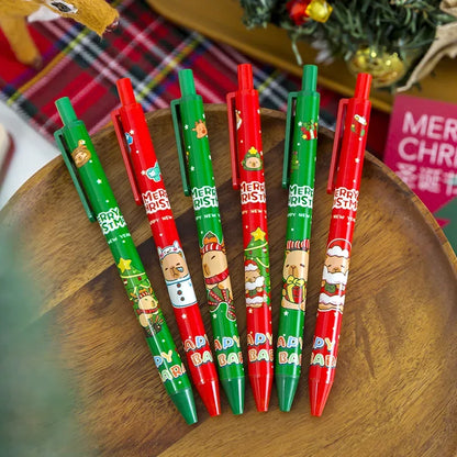 50Pcs/Lot Cute Christmas Press Gel Pens Cartoon Santa Claus Kawaii Christmas Gift Black Ink Pen Student School Office Supplies