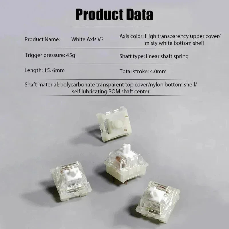 KTT Kang White V3 Switches Mechanical Keyboard Linear Switch 3 Pin Custom Cherry RGB SMD Gaming Compatible Hot Swap MX Switch