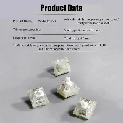 KTT Kang White V3 Switches Mechanical Keyboard Linear Switch 3 Pin Custom Cherry RGB SMD Gaming Compatible Hot Swap MX Switch