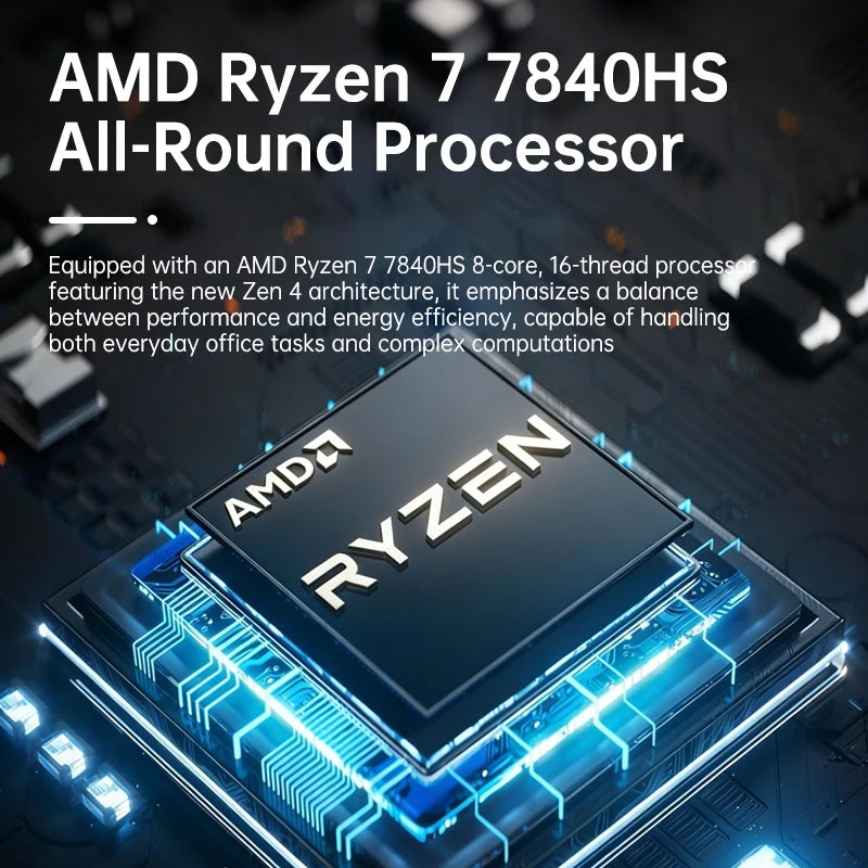 Portable Gaming Mini PC AMD Ryzen 7 7840HS Ryzen 5 6600U 16GB LPDDR5 6400MHz USB4 Dual M.2 NVMe NUC Desktop Computer Windows 11