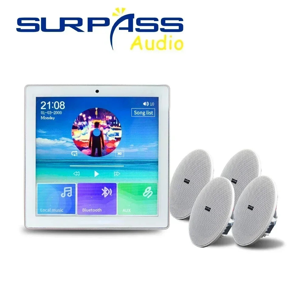 Bluetooth Wall Amplifier Smart Home Audio Mini Touch Screen 4*20W Stereo Sound Music PA System Loudspeaker Ceiling Speaker  suit