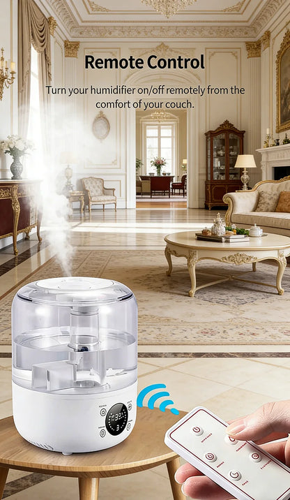 3000mL Smart Air Humidifier with Dual Mist Output: Essential Oil Aroma Diffuser for Home & Office, Equipped with Adjustable Fog