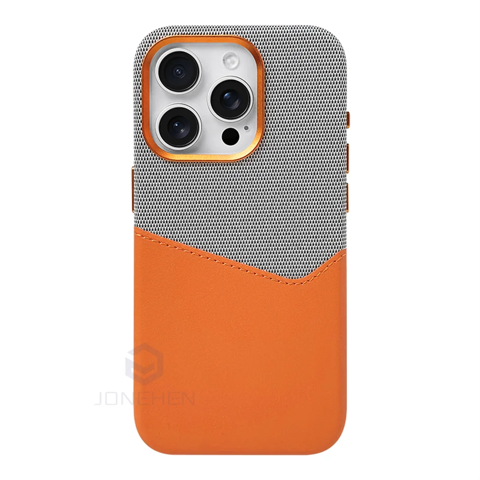 For Magsafe Card Holder Leather Case For iPhone 16 15 13 12 17 Pro Max 14 Plus Pocket Wireless Charge Alloy Lens Magnetic Cover