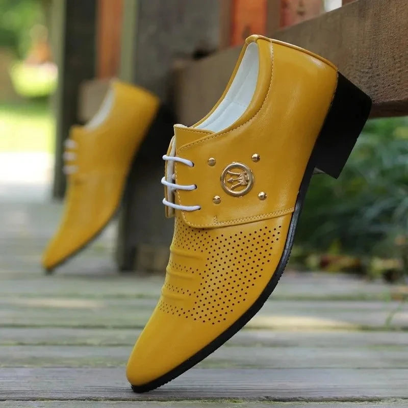 Summer Men Dress Shoes Male Leather Men Fashion Italian Business Colorful Party Wedding Shoe for Man Chaussures Homme De Luxe