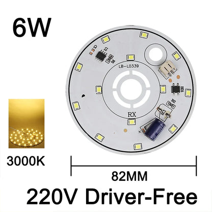 220V Driver-Free Light Panel LED Light Chip DIY Round Nordic Light Source Accessories Replacement Household Chandelier Bulb Patc