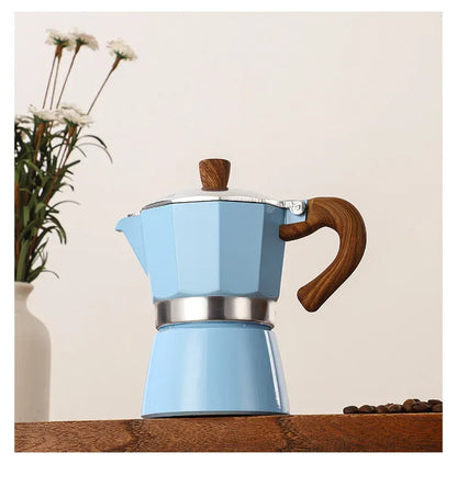 Electric Octagonal 3 Cup Black Coffee Maker Double Valve Moka Coffee Pot Espresso Aluminum Alloy Stainless Steel Moka Pot Set