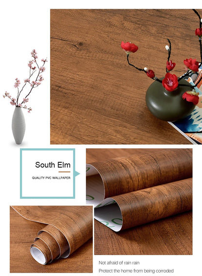 PVC Waterproof Self Adhesive Wallpaper Wall in Rolls Furniture Cabinets Vinyl Decorative Film Wood Grain Stickers For Home Decor