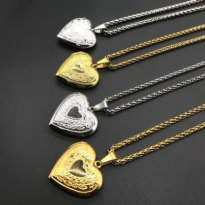 New Love Heart Photo Picture Locket Valentine's Day Gift For Lover Couples Friend Heart Secret Message Pendant Chain Jewelry