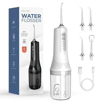Professional wireless dental floss cleaner, 4 cleaning modes, portable rechargeable electric dental floss oral irrigator