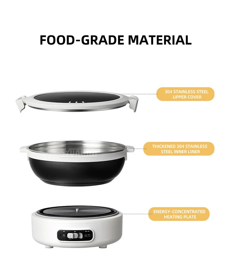 Kitchen Fast Heating Cooker Durable Portable Foldable Multi Cooker Split Stainless Steel Electric Pot
