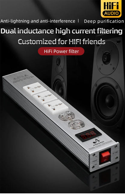 ATAUDIO Hifi Power Filter Power Power Conditioner Purifier Surge Protection with US Plug and Universal Socket