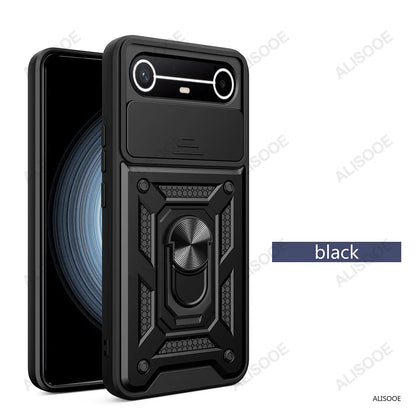 Slide Camera Cover for Tecno Spark Slim 4G Pova Slim 5G Case Ring Kickstand Holder Full Protective Shockproof Phone Capa Funda