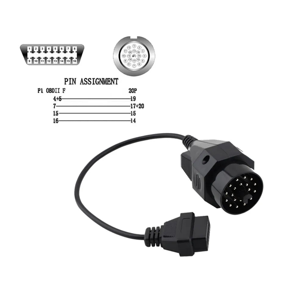OBD2 Diagnostic Cable For BMW 20Pin to 16Pin Female Connector for BMW e39 e30 f20 e34 e53 i3 OBD Adapter