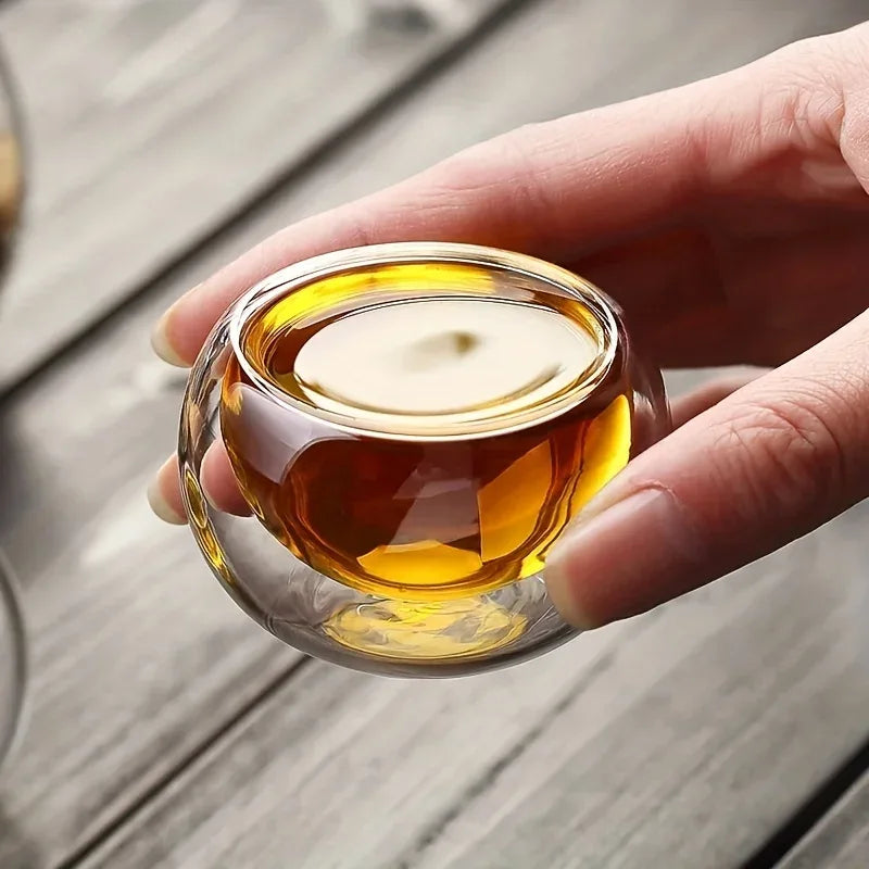 4/6pcs 50ml  Shot Glass Teacups Double Wall glasses Tea Cups Exquisite Kung Fu Drinkware Home Decor Espresso Vaso Heat Resistant