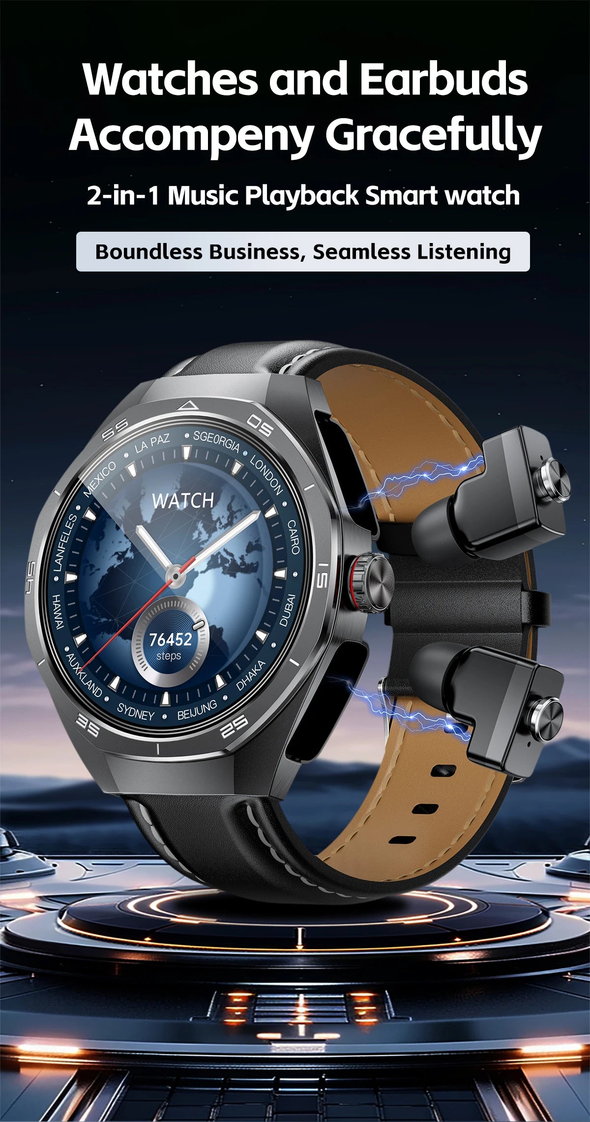 LIGE 2 In 1 Smart Watch With Earbuds NFC Smartwatch TWS Bluetooth Earphone Heart Rate Blood Pressure Monitor Sport Fitness Watch