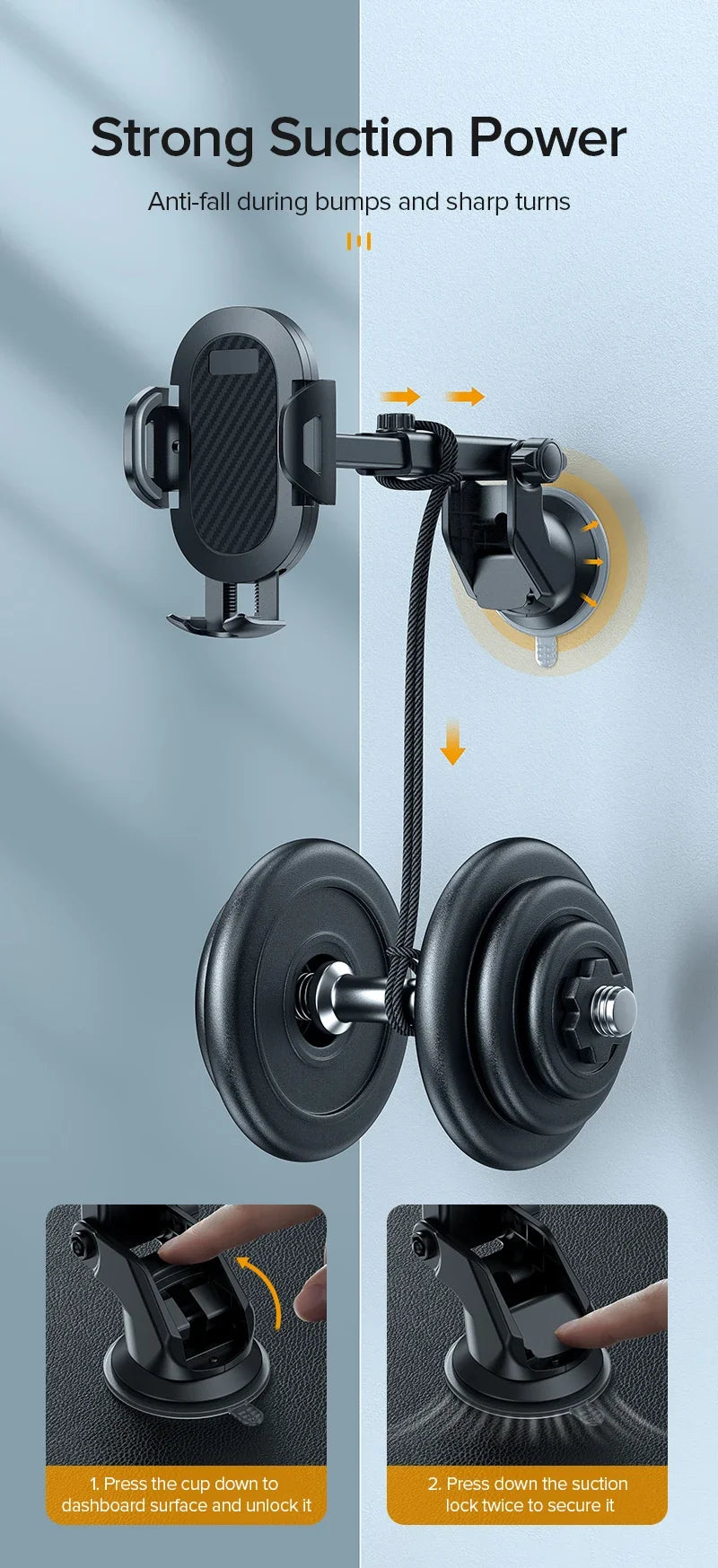 AUFU Sucker Car Phone Holder Smartphone Mount Stand GPS Telefon Mobile Cell Support For iPhone 15 14 13 Pro Max Xiaomi Samsung