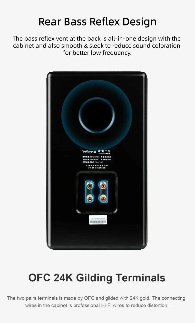 Winner TD-3 Hi-Fi Passive Bookshelf Speakers, 2.0 Stereo Wooden Enclosure Audiophile System for Home Audio