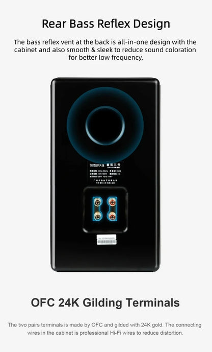 Winner TD-3 Hi-Fi Passive Bookshelf Speakers, 2.0 Stereo Wooden Enclosure Audiophile System for Home Audio