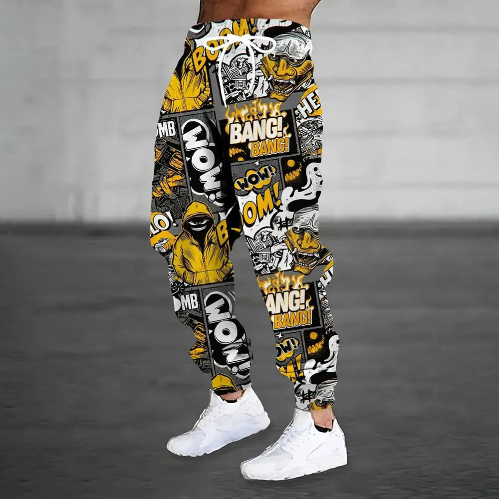 Men Loose Casual Pocket Drawstring Sweatpants Winter New Thick Warm Pants Fashion Letter Printed Sweatpants Men Tracksuit Pants