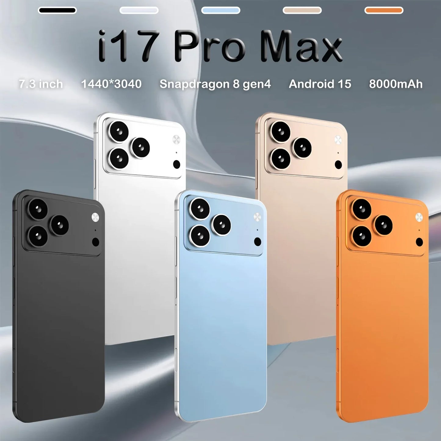 2026 New High Quality i17 Promax Pro original intelligent 4G 5G dual card dual standby system global version 8000mAh battery