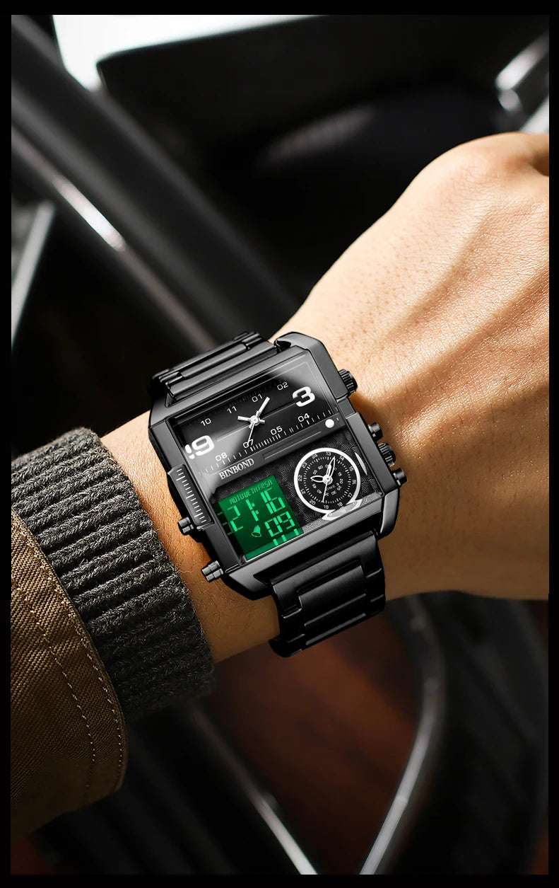 BINBOND Luxury quartz watches for men luminous waterproof multi-functional men's watch sport fashion casual reloj wristwatch TOP